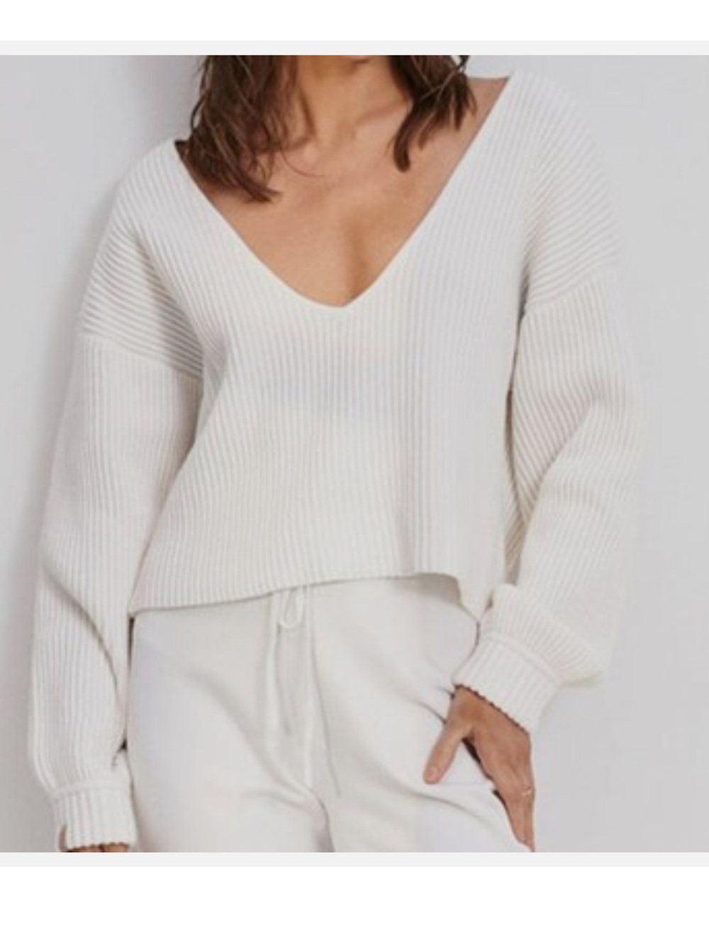 Lunya Organic Cotton Silk V Neck Cozy Sweater Women’s